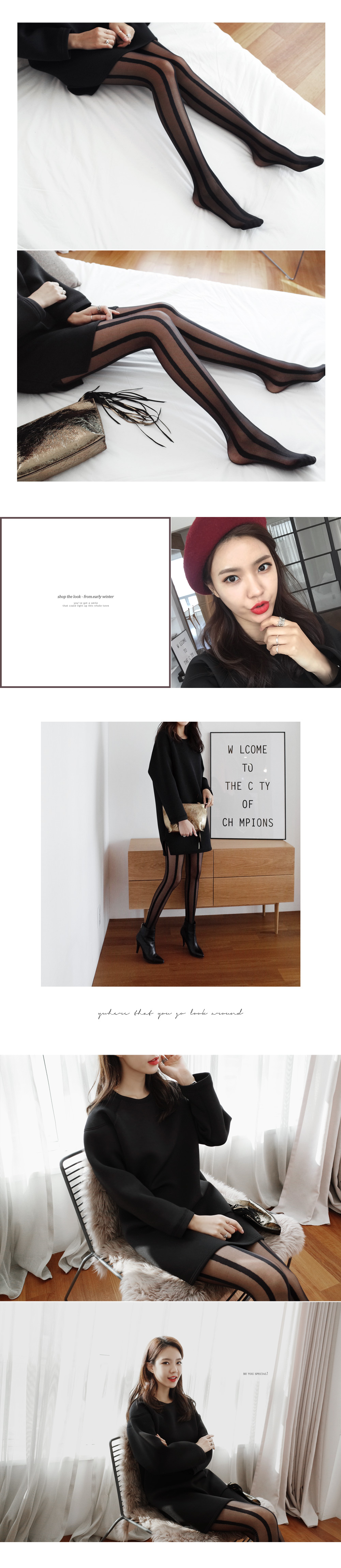 ブラックストライプストッキング・全1色 | DHOLIC | 詳細画像3