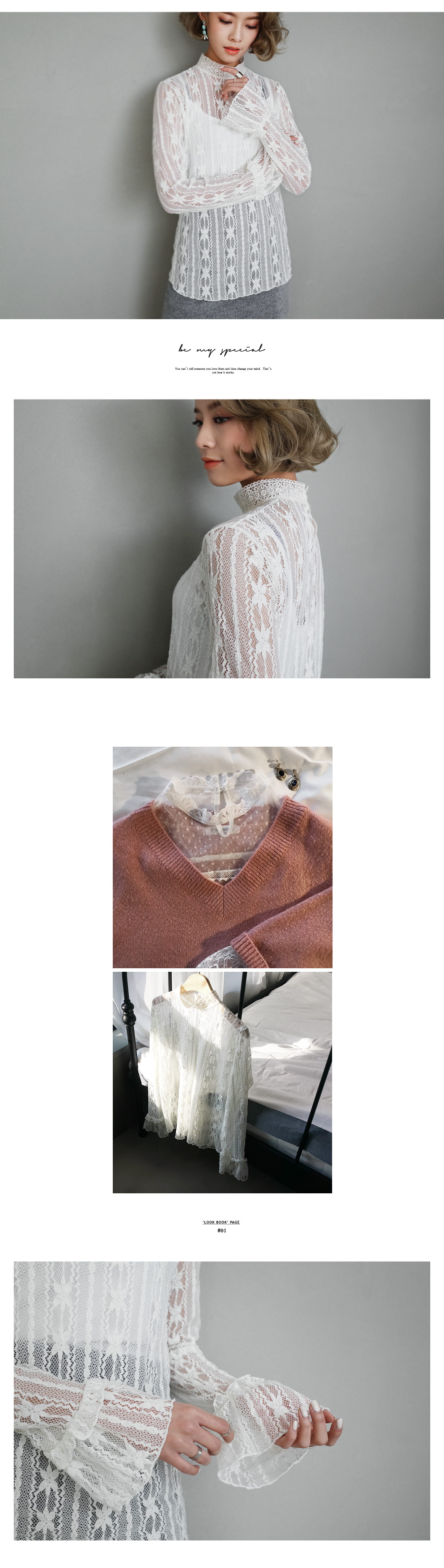 レースパターンベルスリーブブラウス・全2色 | DHOLIC | 詳細画像2
