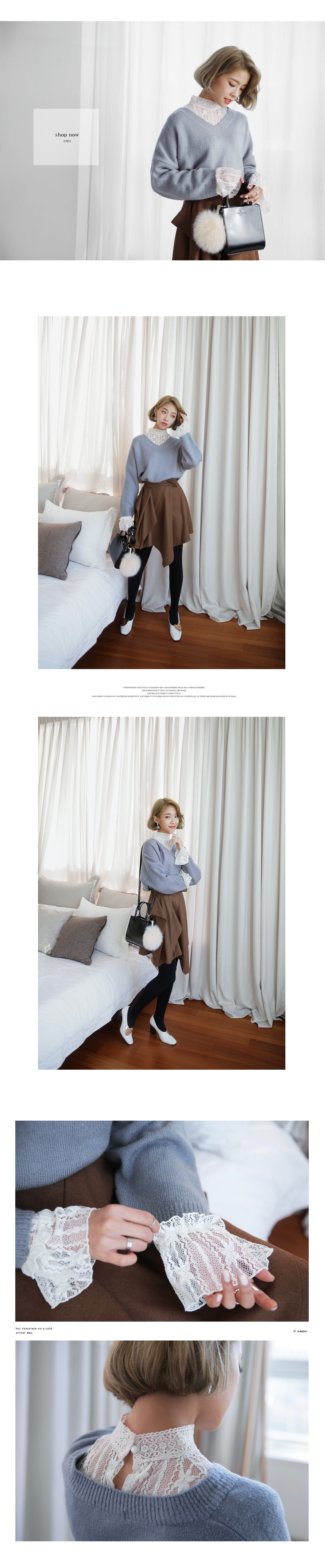 レースパターンベルスリーブブラウス・全2色 | DHOLIC | 詳細画像3