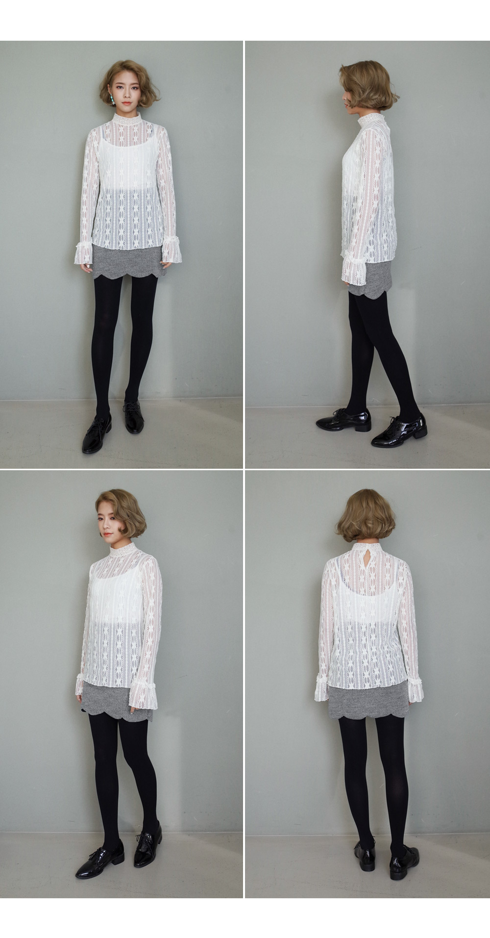 レースパターンベルスリーブブラウス・全2色 | DHOLIC | 詳細画像8