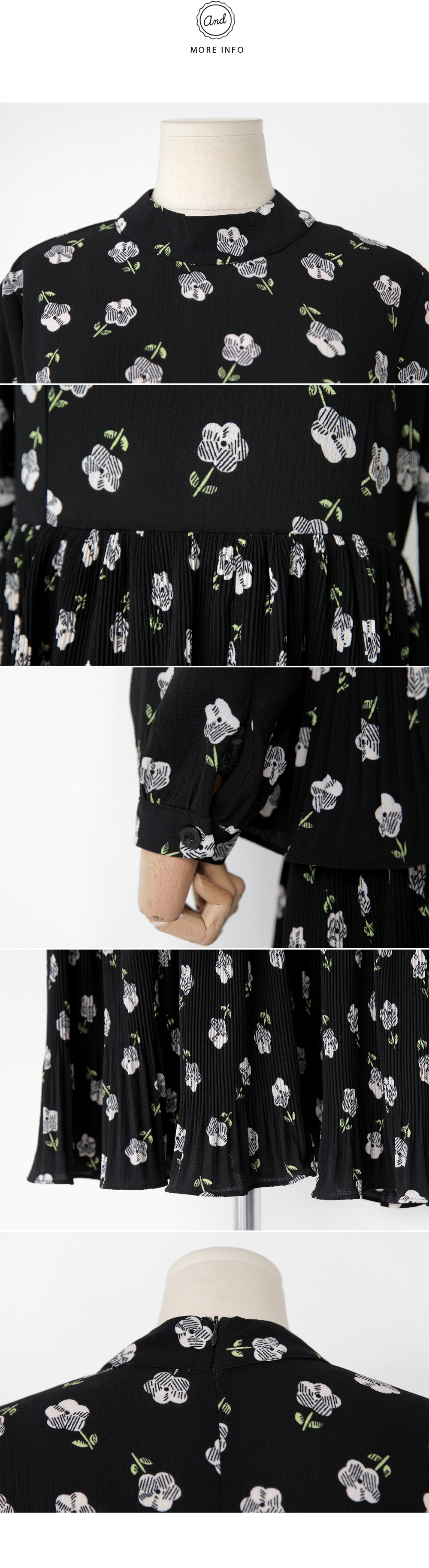 フラワーパターンティアードラッフルミモレ丈ワンピース・全1色 | DHOLIC | 詳細画像10