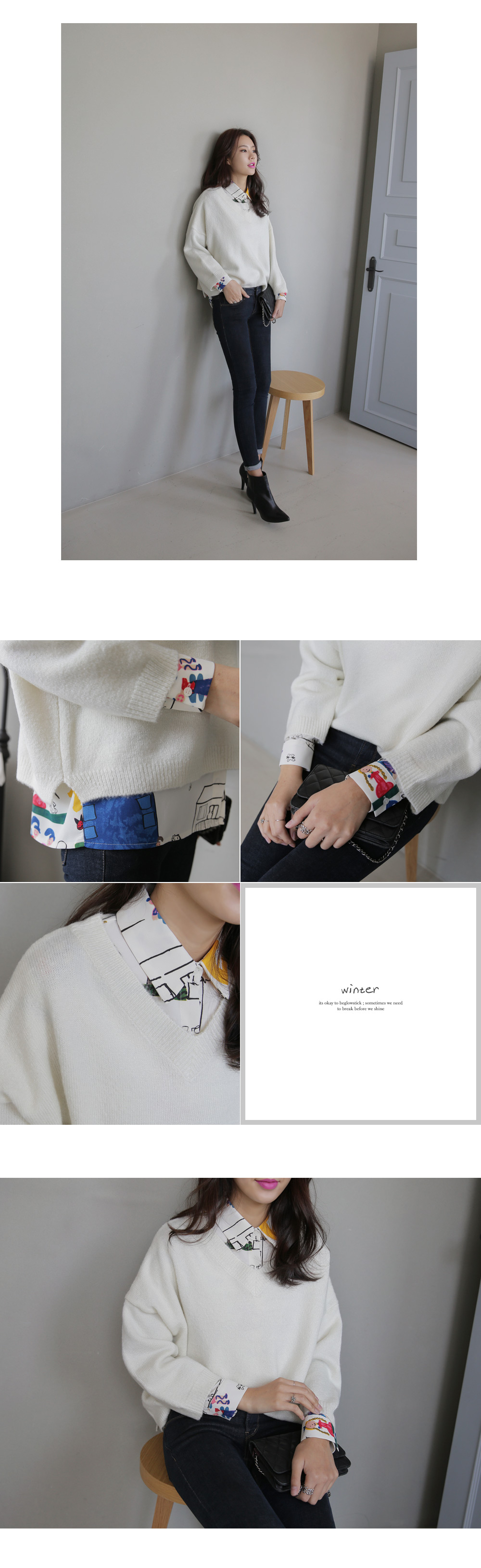 Vネックショート丈ニットプルオーバー・全5色 | DHOLIC | 詳細画像7