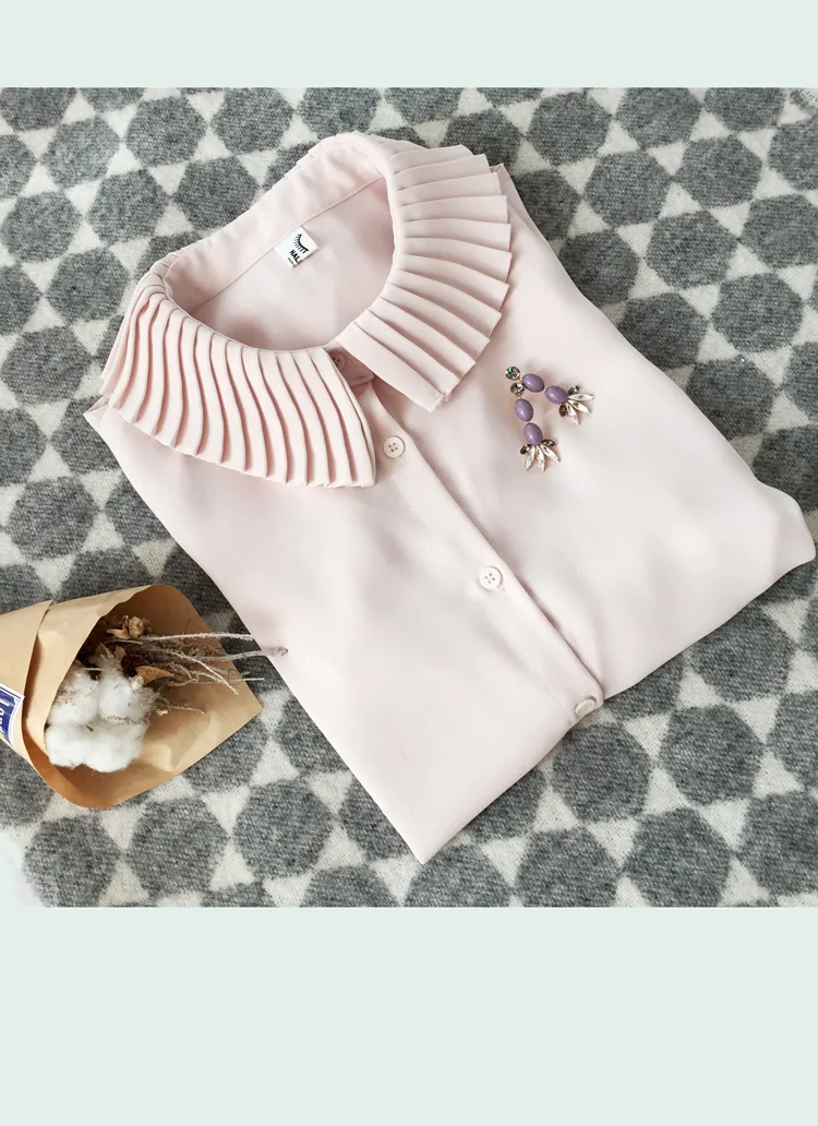 アンバランスプリーツカラーラウンドヘムブラウス・全2色 | DHOLIC | 詳細画像1