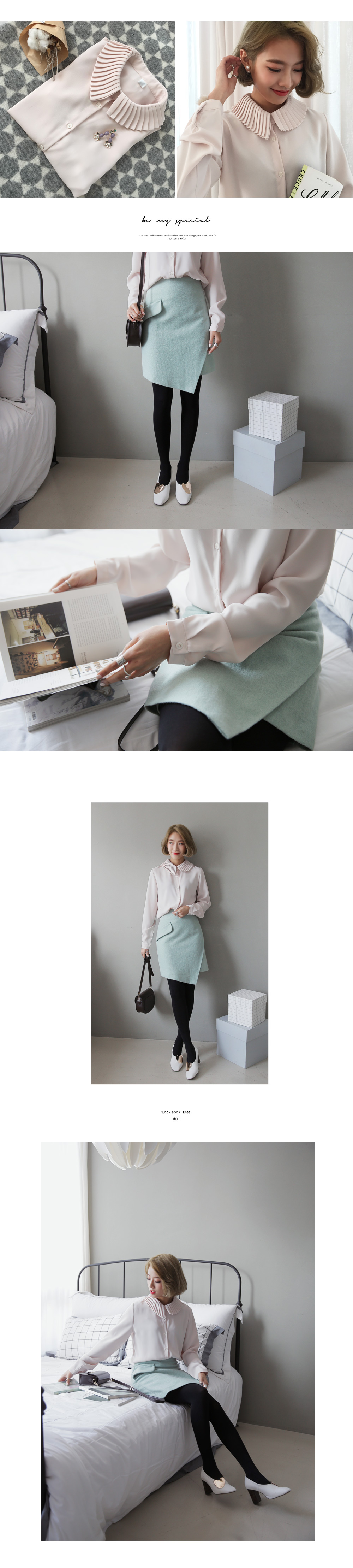 アンバランスプリーツカラーラウンドヘムブラウス・全2色 | DHOLIC | 詳細画像3