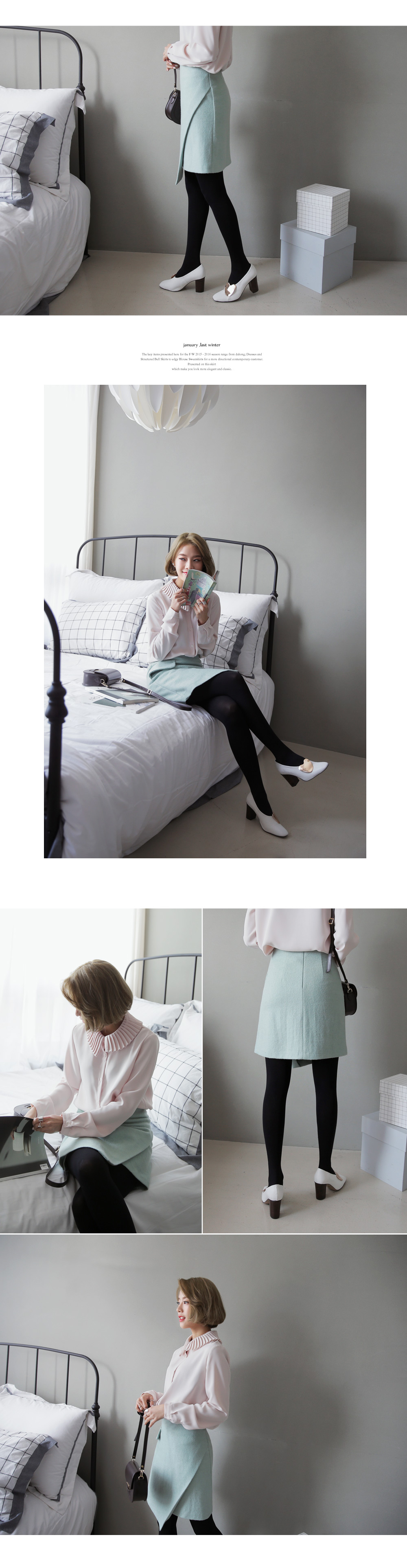 アンバランスプリーツカラーラウンドヘムブラウス・全2色 | DHOLIC | 詳細画像6