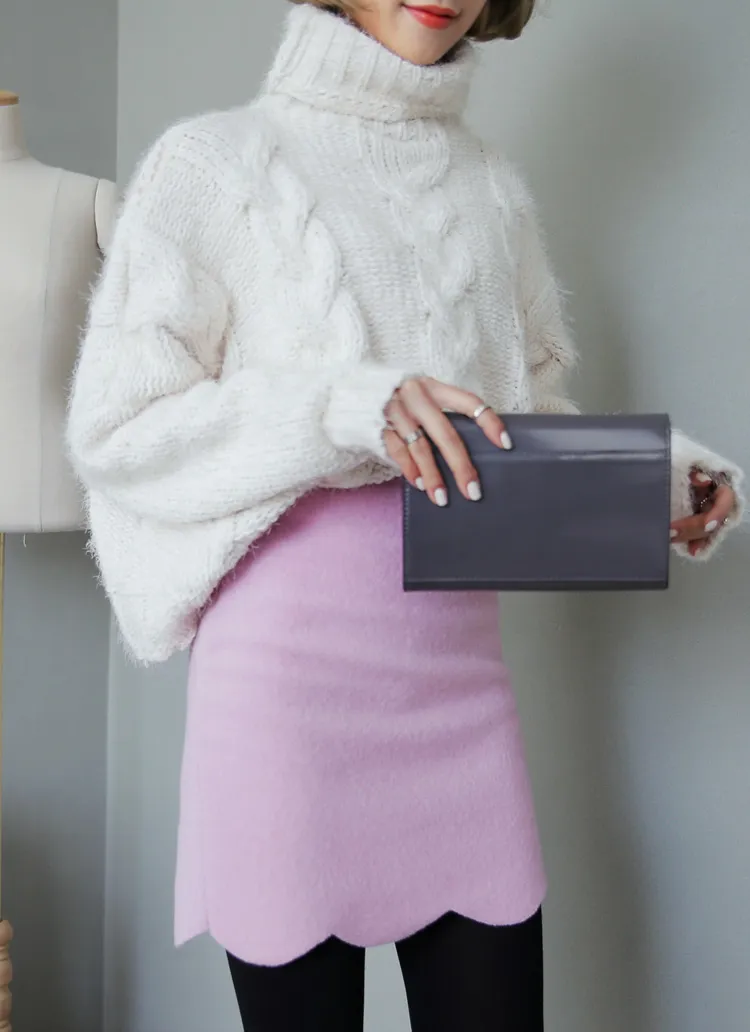 スカラップヘムソフトカラーミニスカート・全4色 | DHOLIC | 詳細画像1