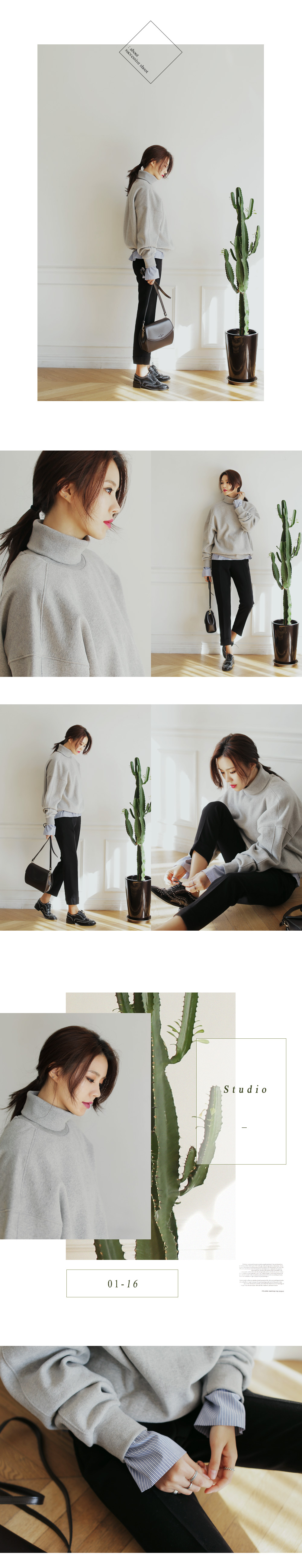 2TYPEロールネックロングカフスブラウス・全2色 | DHOLIC | 詳細画像5