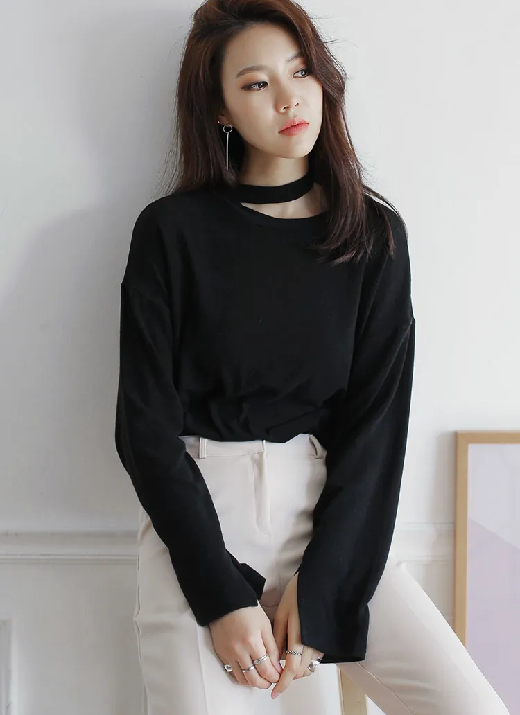 ネックラインカットアウトTシャツ・全4色 | DHOLIC | 詳細画像1