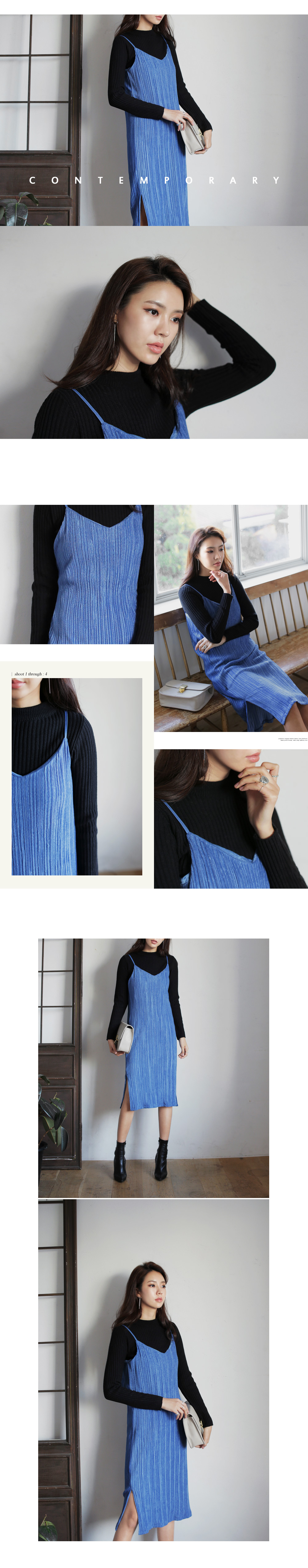 プリーツディテールVネックべロアワンピース・全3色 | DHOLIC | 詳細画像4