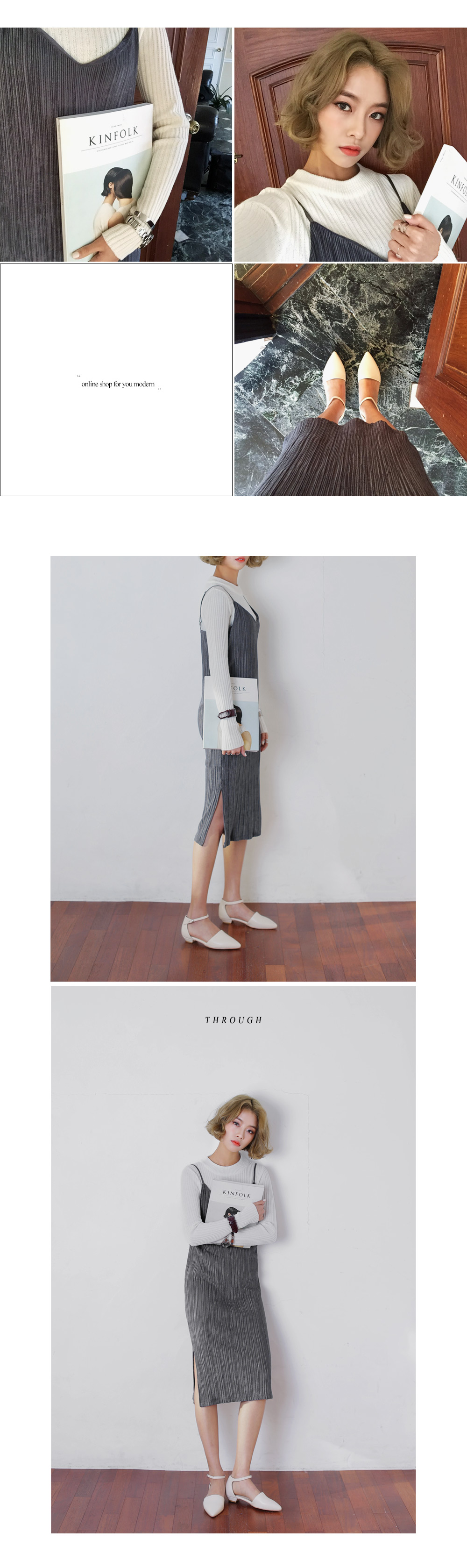 プリーツディテールVネックべロアワンピース・全3色 | DHOLIC | 詳細画像5