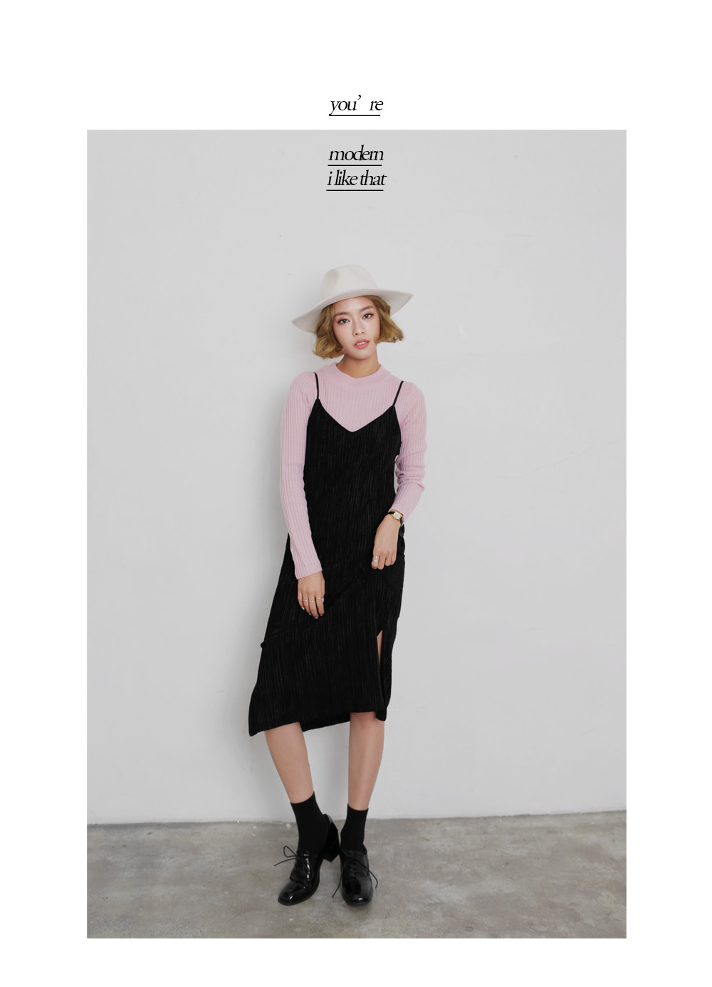 プリーツディテールVネックべロアワンピース・全3色 | DHOLIC | 詳細画像6