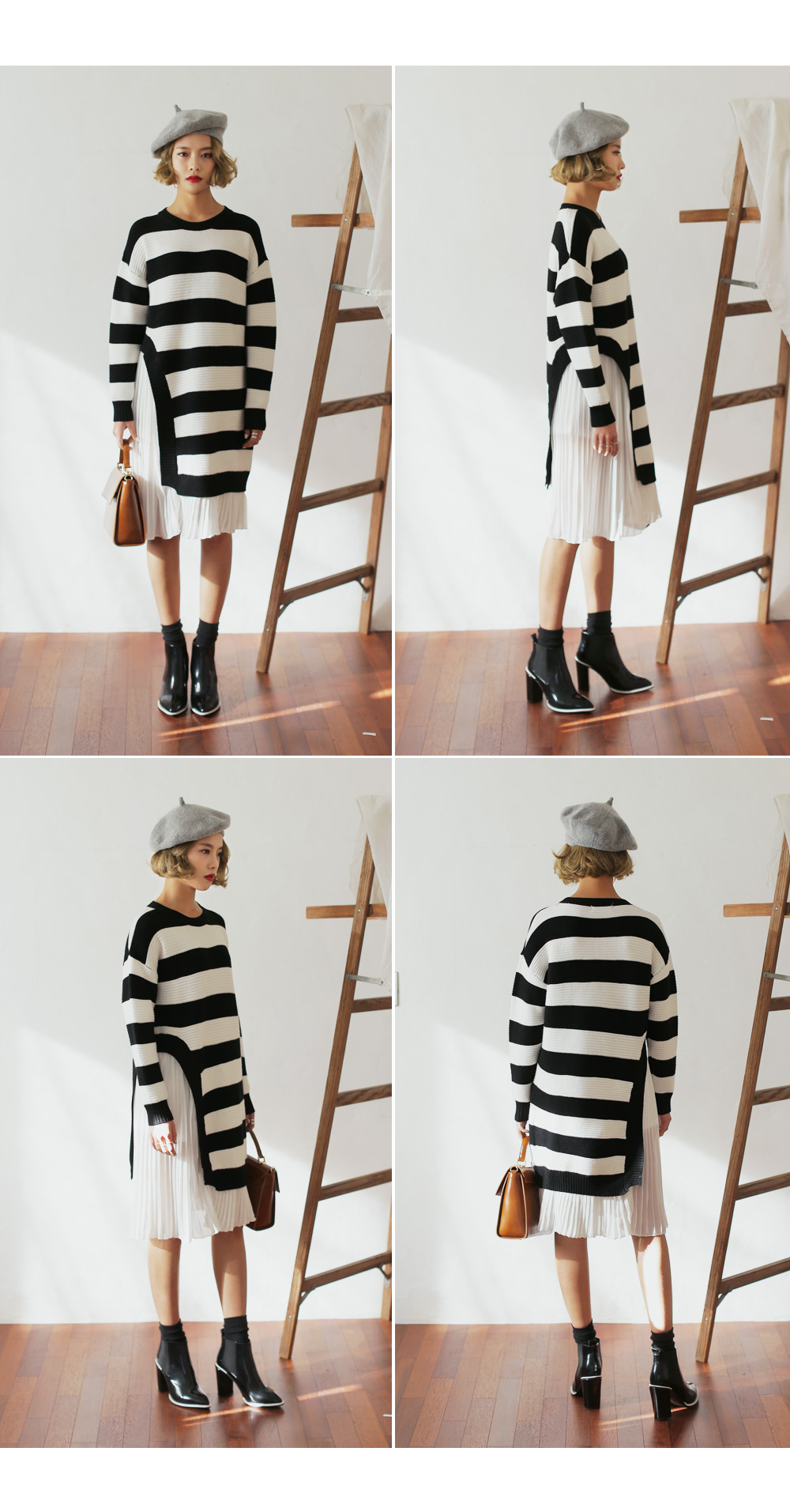 カラーボーダープリーツニットワンピース 美品✨】 ダイアグラム