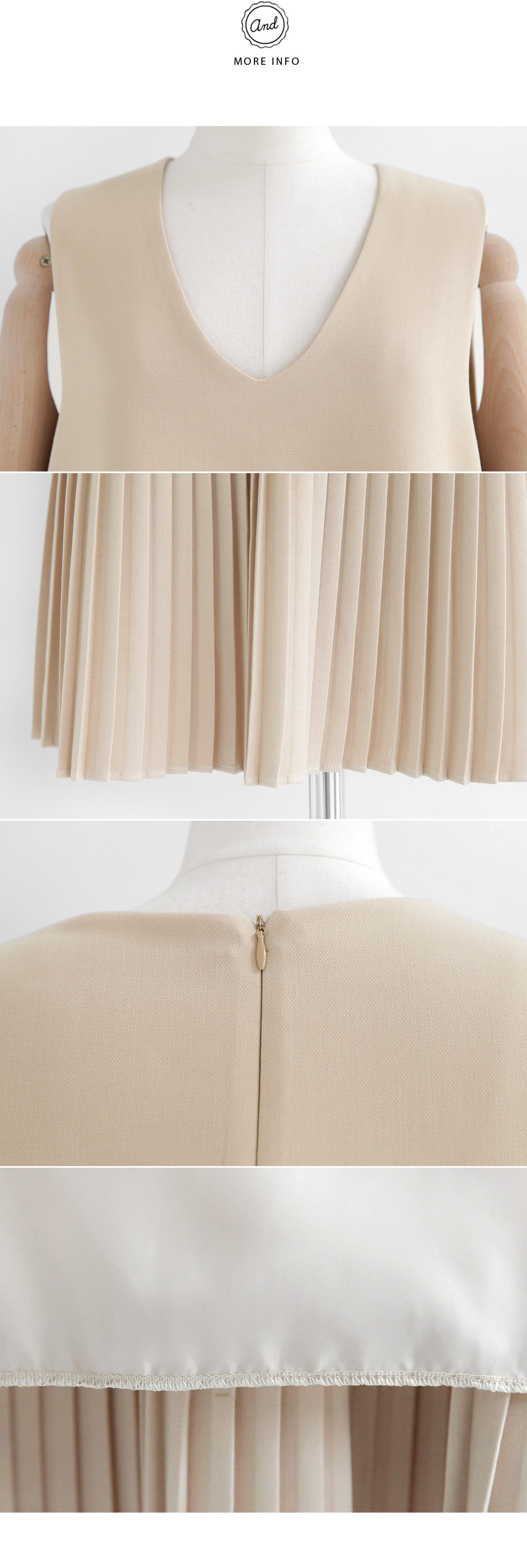 プリーツヘムスクープネックスリーブレスワンピース・全2色 | DHOLIC | 詳細画像6