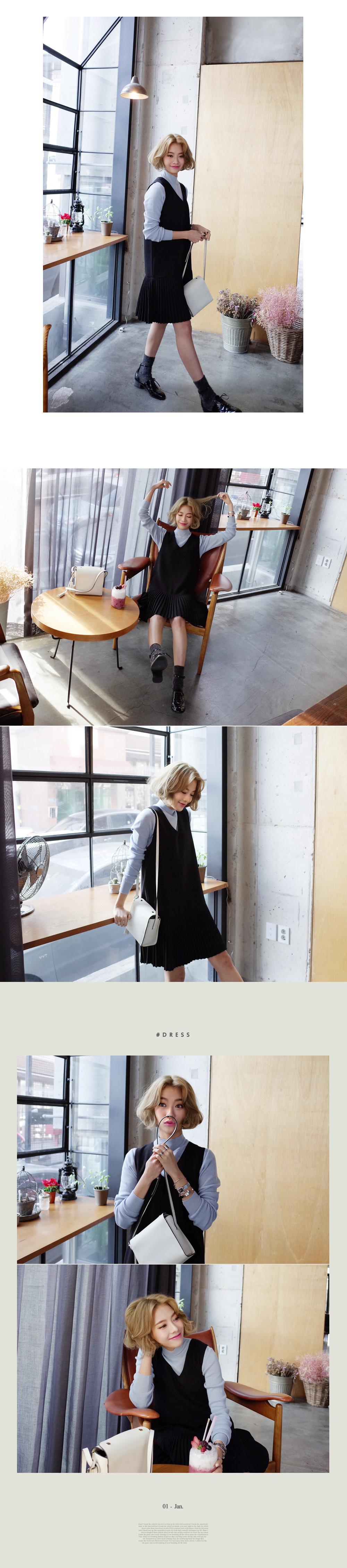 プリーツヘムスクープネックスリーブレスワンピース・全2色 | DHOLIC | 詳細画像4