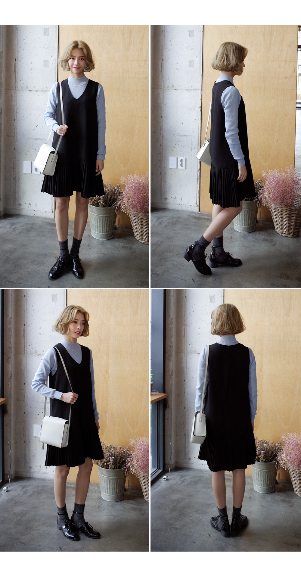 プリーツヘムスクープネックスリーブレスワンピース・全2色 | DHOLIC | 詳細画像5