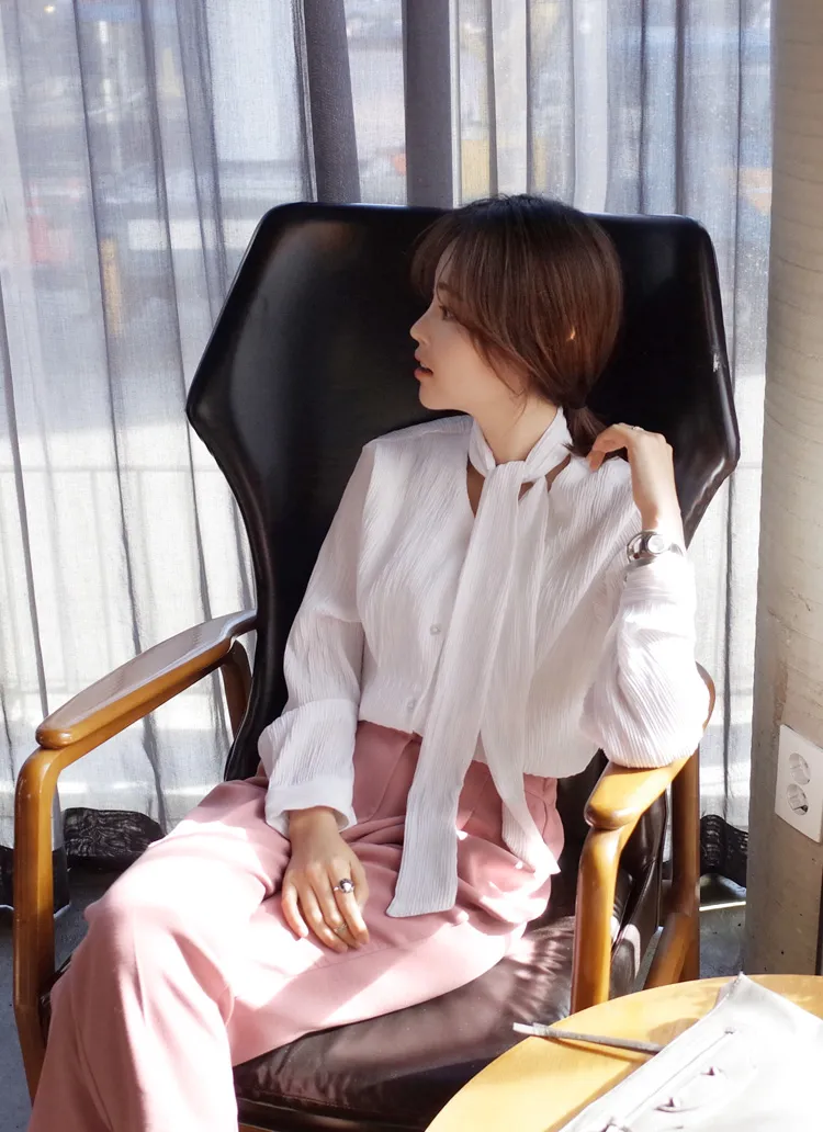 リンクル素材ロングタイブラウス・全3色 | DHOLIC | 詳細画像1