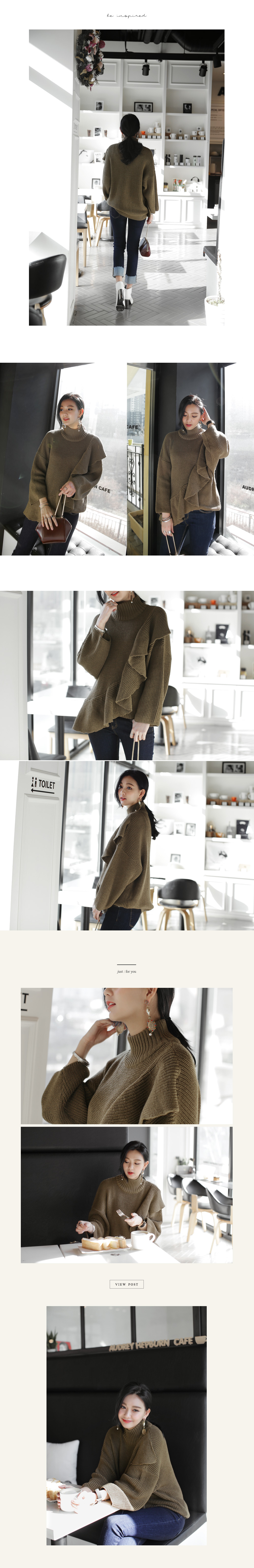 斜めラッフルハイネックニットプルオーバー・全3色 | DHOLIC | 詳細画像4