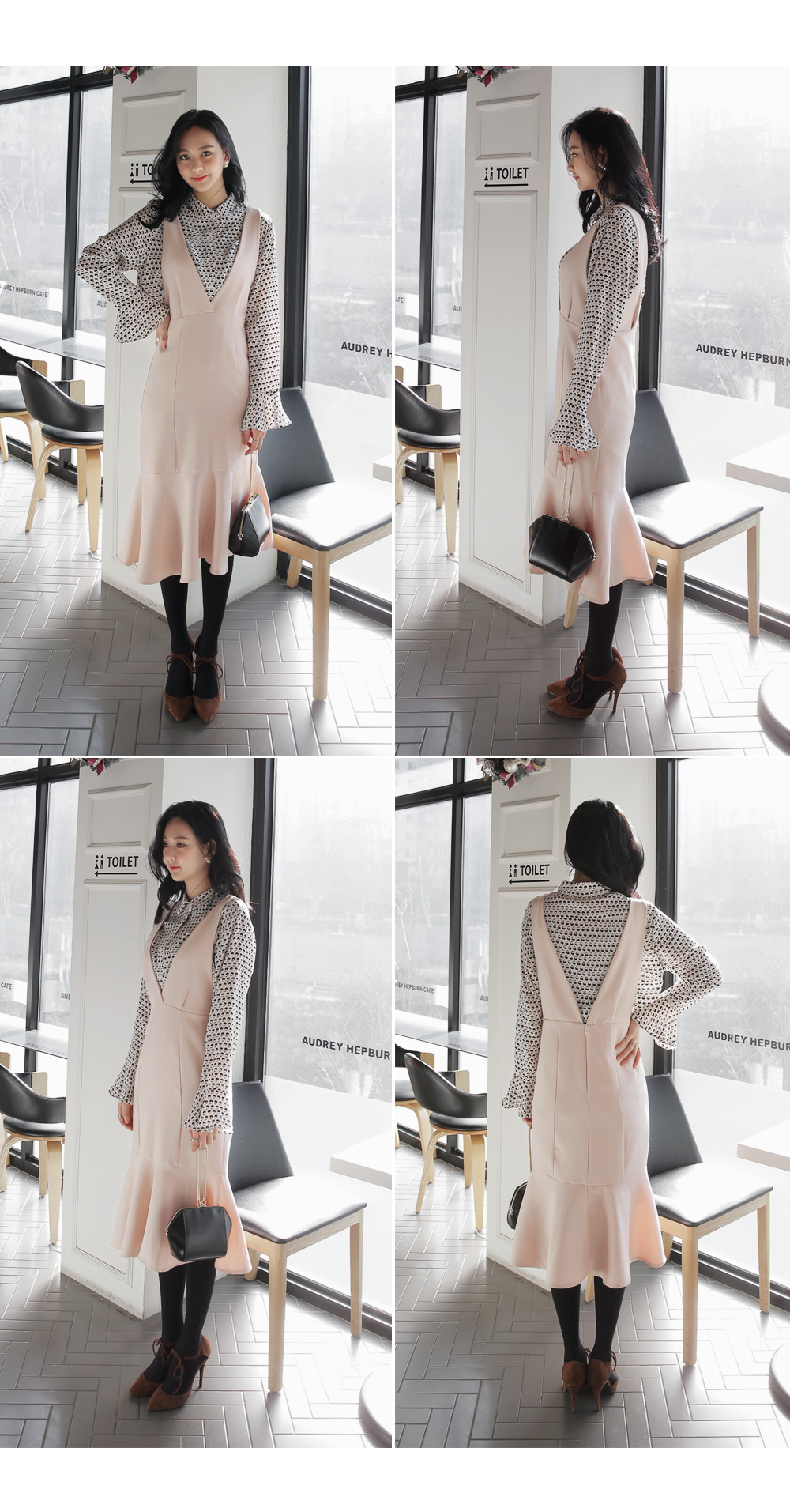 Vネックミモレ丈マーメイドワンピース・全4色 | DHOLIC | 詳細画像8