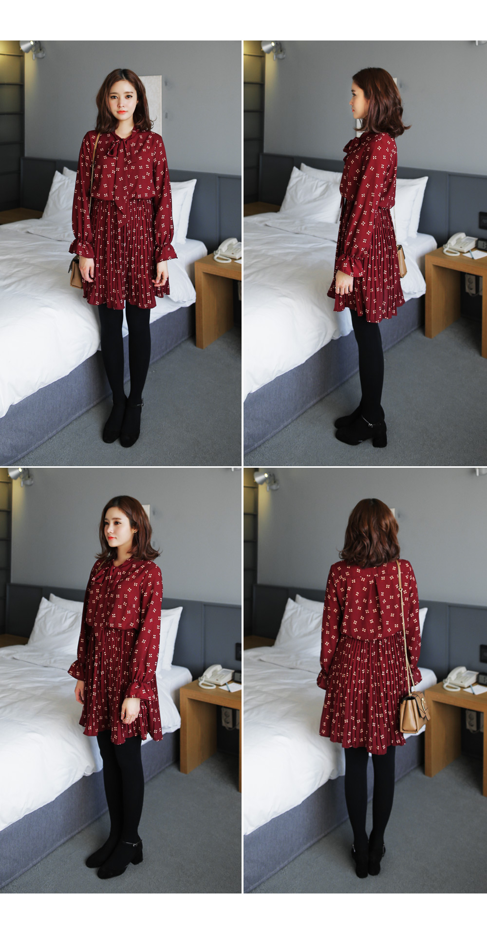 スクエアパターンタイネックワンピース・全1色 | DHOLIC | 詳細画像6