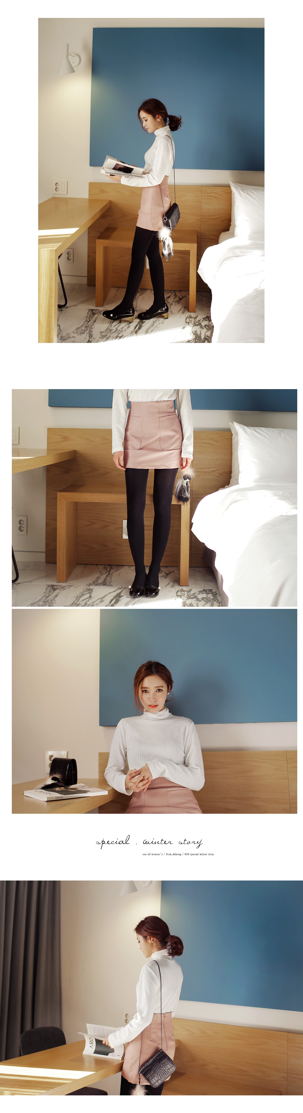 リンクル素材ハイネックTシャツ・全3色 | DHOLIC | 詳細画像3