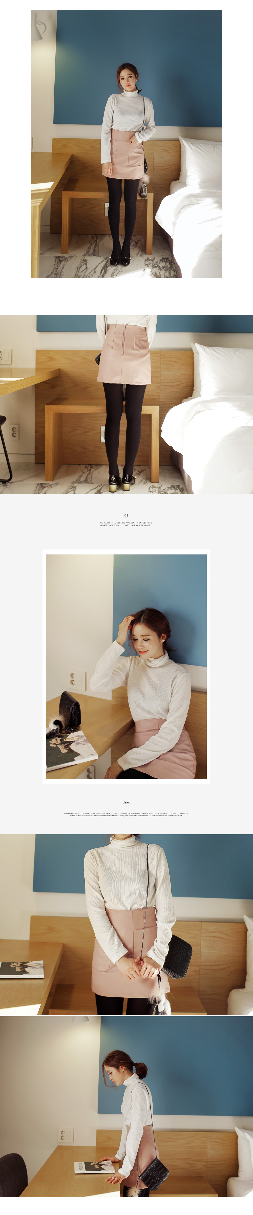 リンクル素材ハイネックTシャツ・全3色 | DHOLIC | 詳細画像4