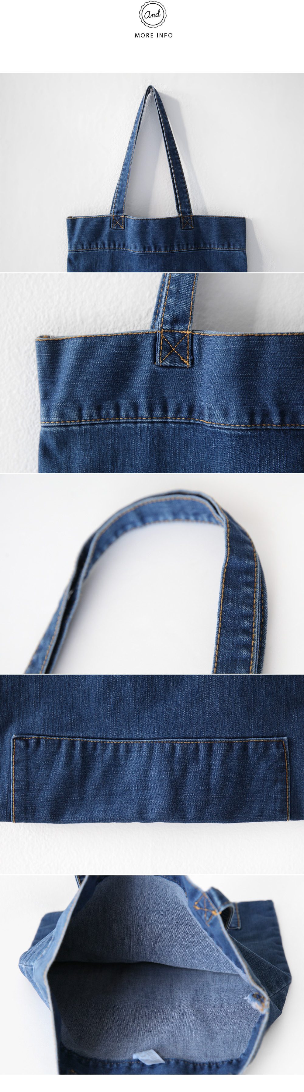 ステッチポイントデニムトートバッグ・全1色 | DHOLIC | 詳細画像6