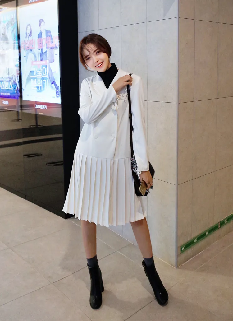 プリーツヘムダブルボタンワンピース・全2色 | DHOLIC | 詳細画像1