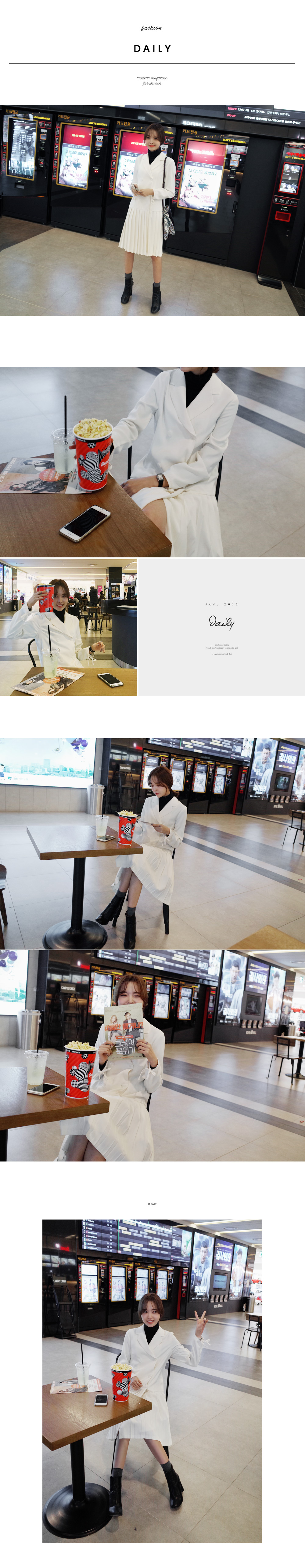 プリーツヘムダブルボタンワンピース・全2色 | DHOLIC | 詳細画像2