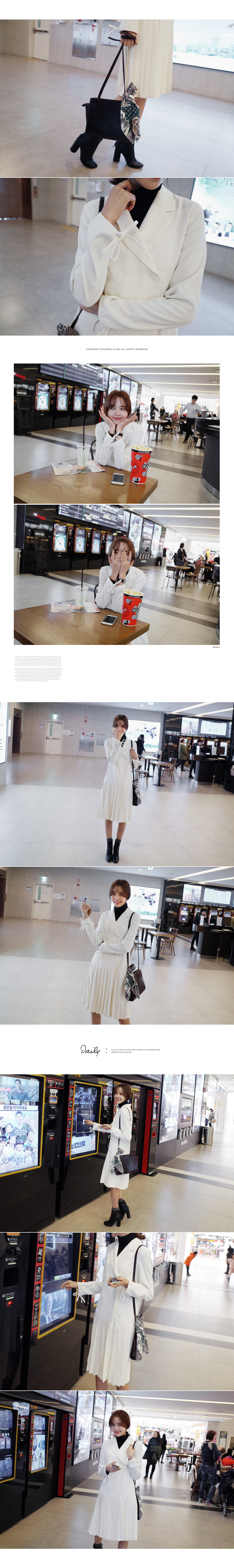 プリーツヘムダブルボタンワンピース・全2色 | DHOLIC | 詳細画像3