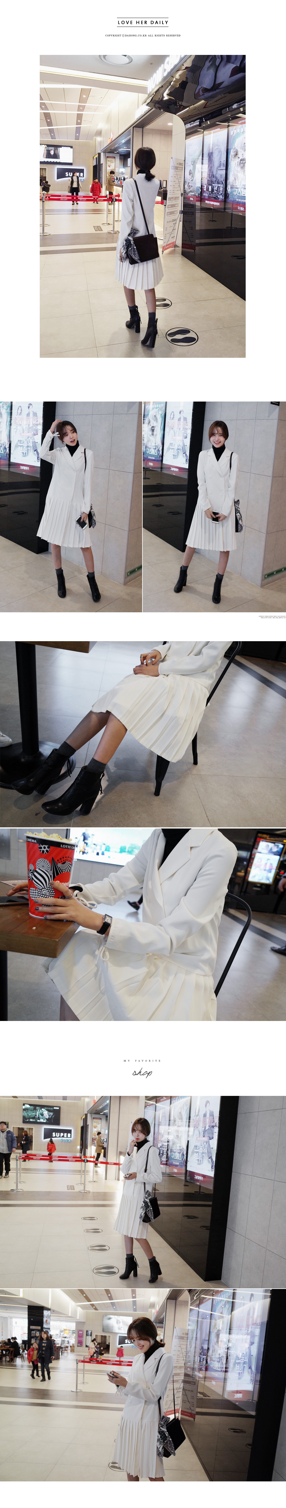 プリーツヘムダブルボタンワンピース・全2色 | DHOLIC | 詳細画像4