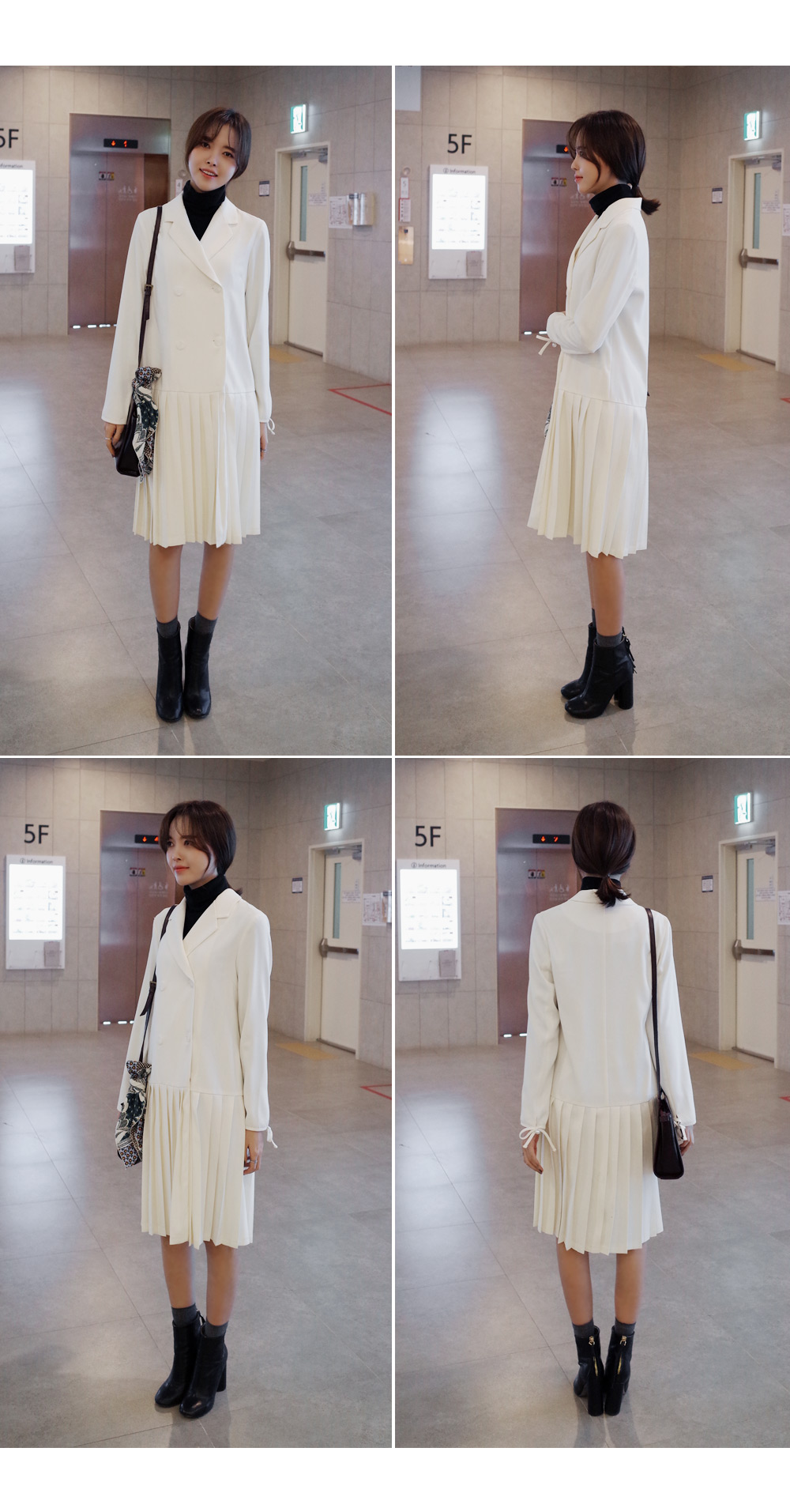 プリーツヘムダブルボタンワンピース・全2色 | DHOLIC | 詳細画像5