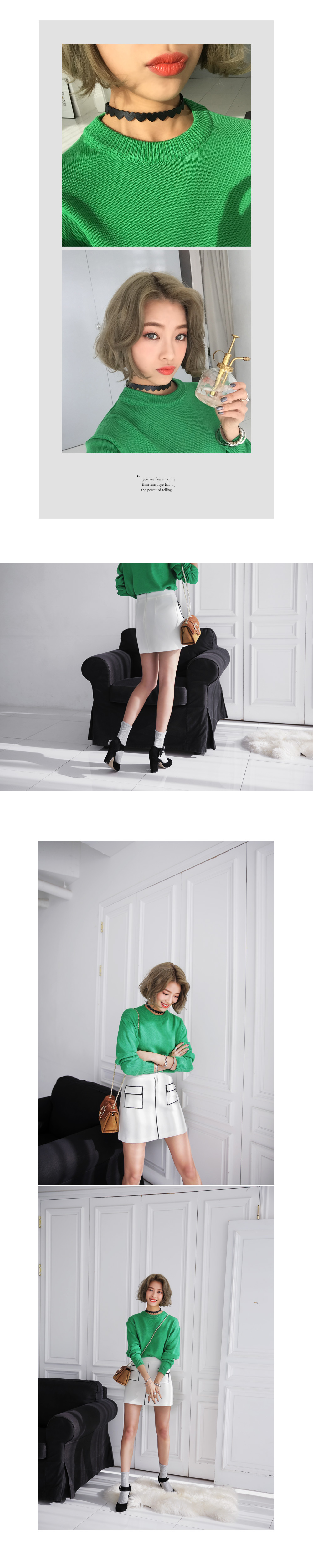 ビビッドカラーラウンドネックニットプルオーバー・全4色 | DHOLIC | 詳細画像3