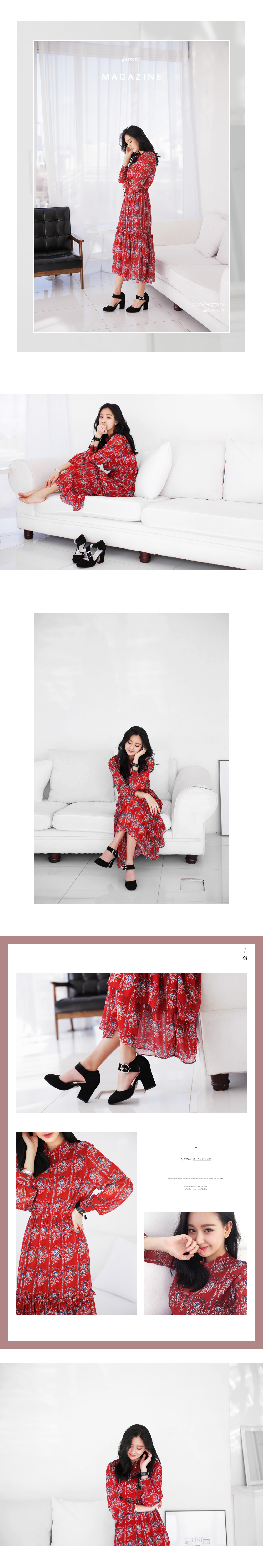 エスニック風フラワーパターンロングワンピース・全2色 | DHOLIC | 詳細画像2