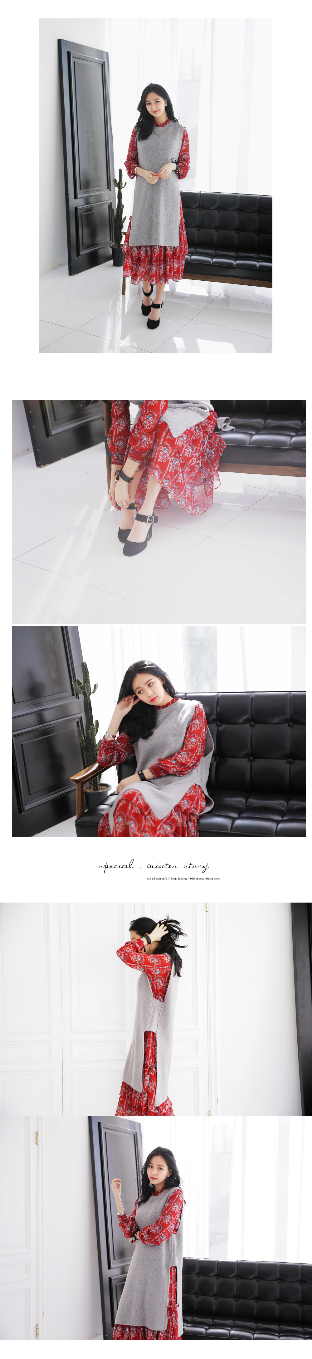 エスニック風フラワーパターンロングワンピース・全2色 | DHOLIC | 詳細画像3