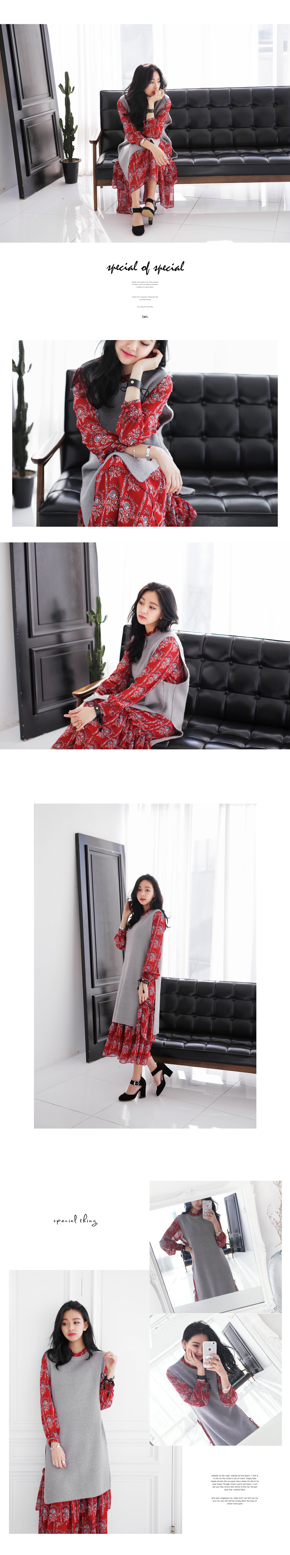 エスニック風フラワーパターンロングワンピース・全2色 | DHOLIC | 詳細画像5