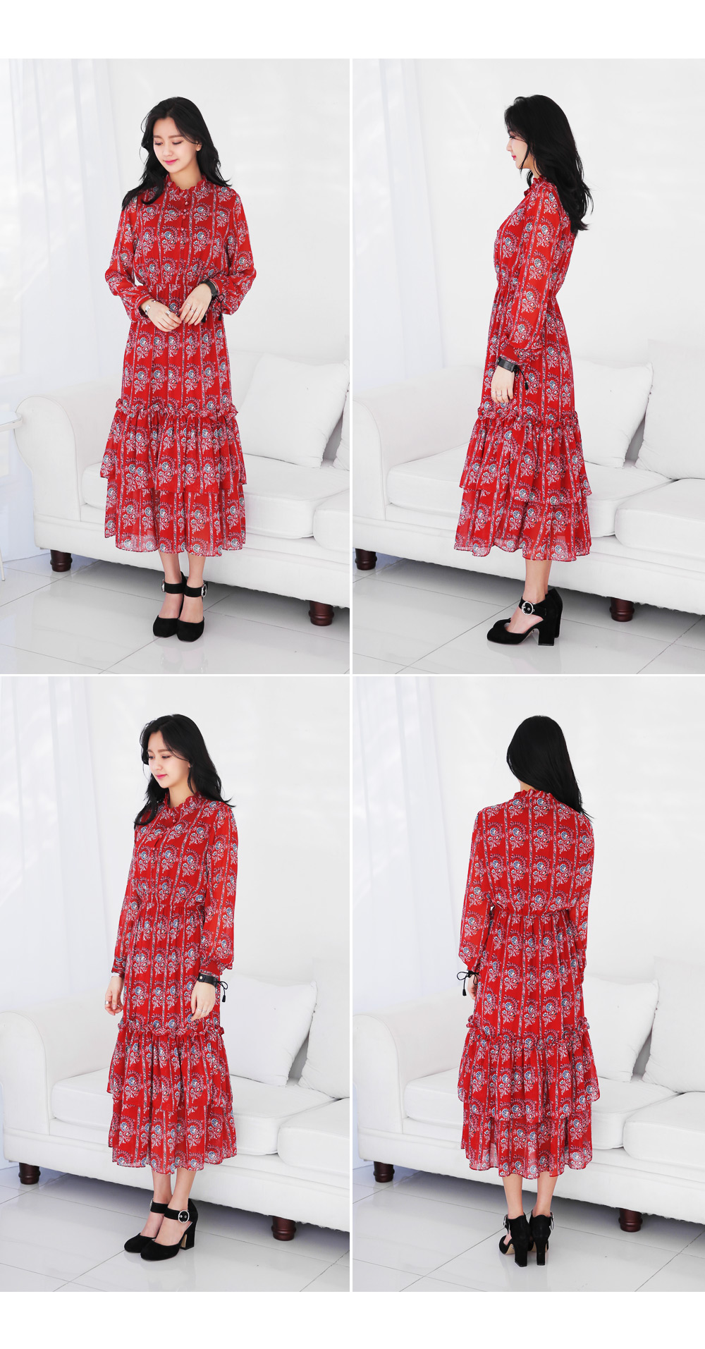 エスニック風フラワーパターンロングワンピース・全2色 | DHOLIC | 詳細画像9