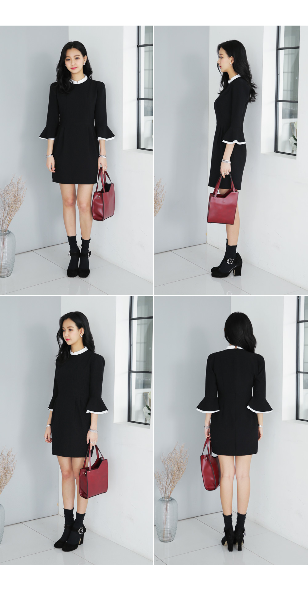 マンダリンカラーレイヤード風ワンピース・全1色 | DHOLIC | 詳細画像7