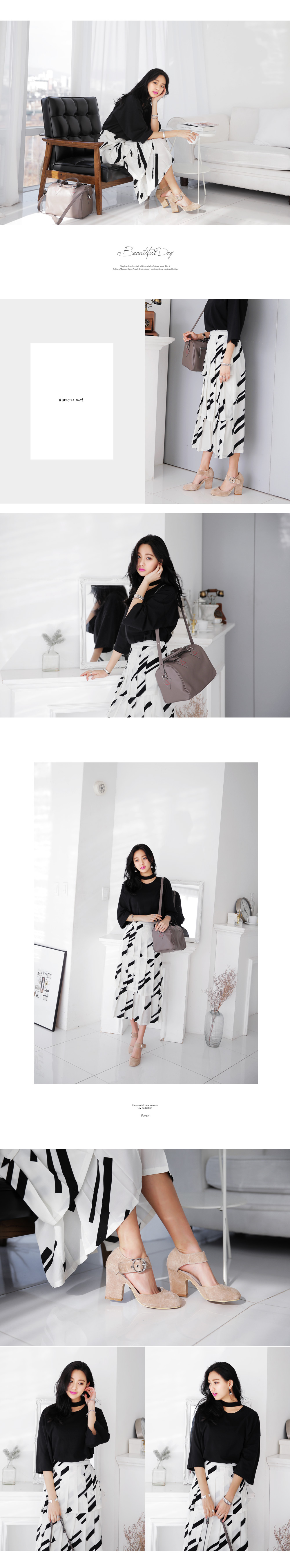 スラッシュパターンティアードプリーツロングスカート・全2色 | DHOLIC | 詳細画像2