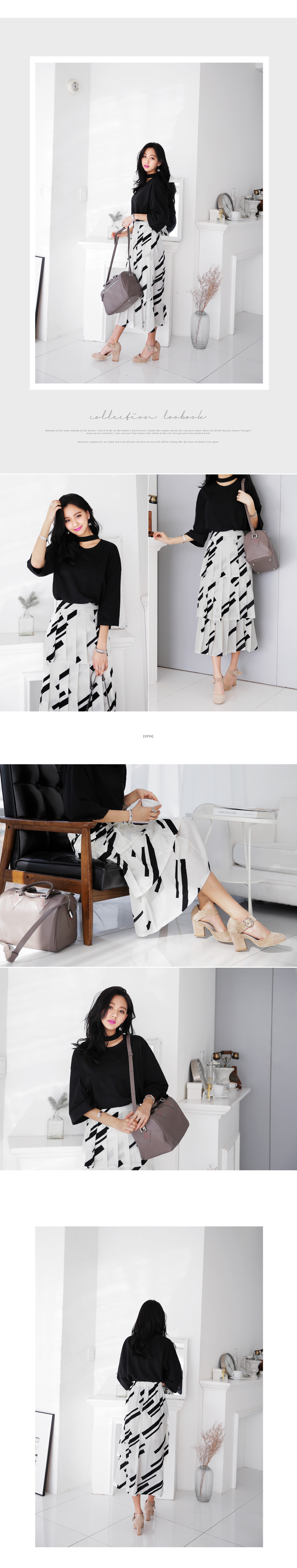 スラッシュパターンティアードプリーツロングスカート・全2色 | DHOLIC | 詳細画像3