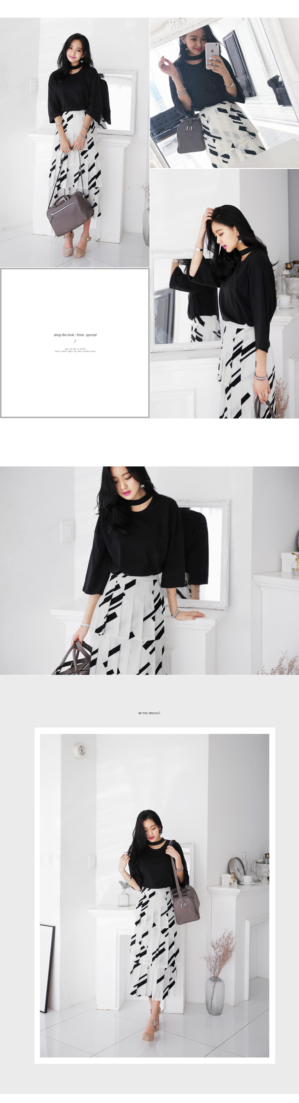 スラッシュパターンティアードプリーツロングスカート・全2色 | DHOLIC | 詳細画像5