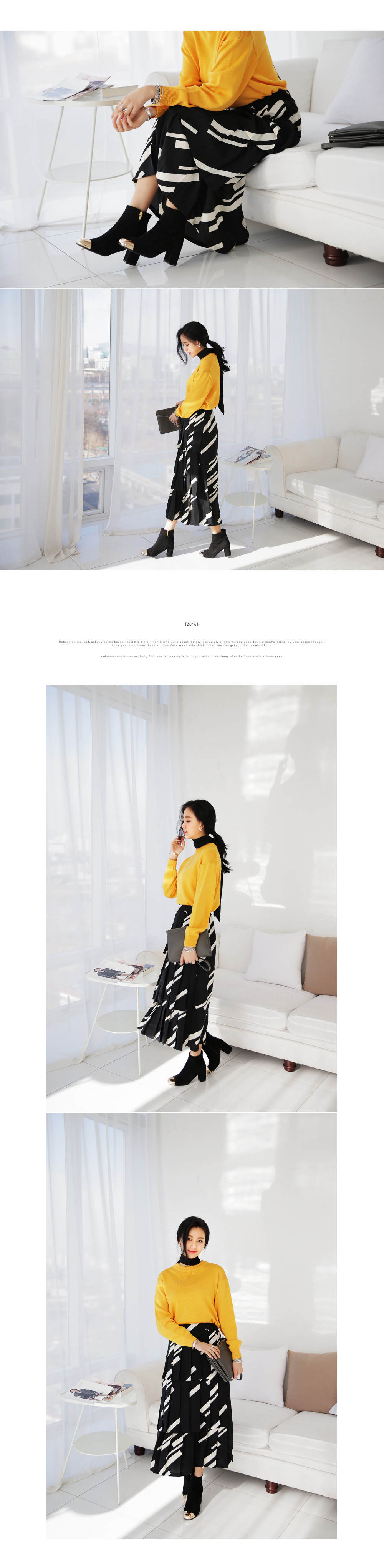 スラッシュパターンティアードプリーツロングスカート・全2色 | DHOLIC | 詳細画像7