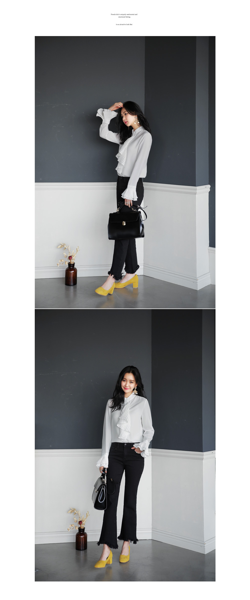 フレイドフレアヘムブラックデニムパンツ・全1色 | DHOLIC | 詳細画像3