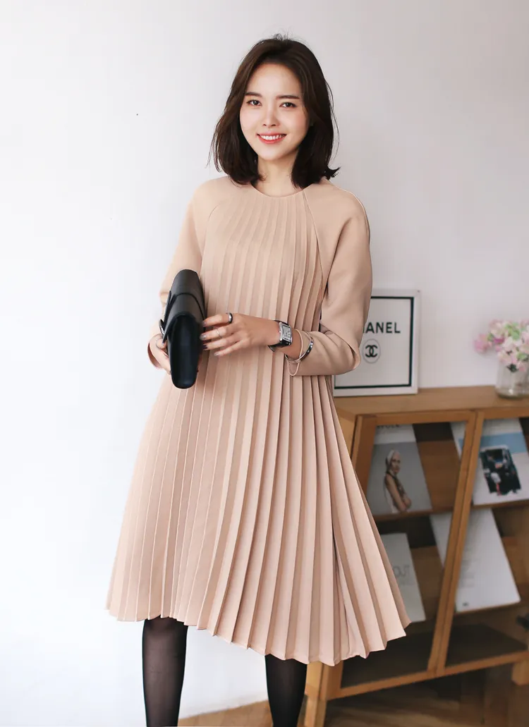 ラグランスリーブミディ丈プリーツワンピース・全3色 | DHOLIC PLUS | 詳細画像1