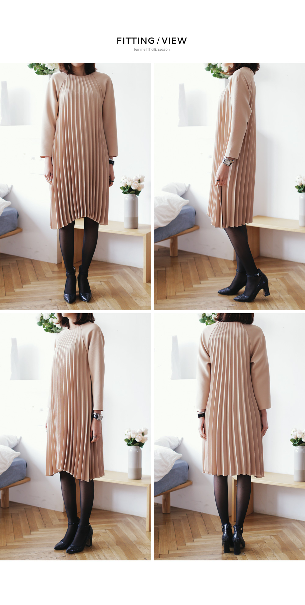 ラグランスリーブミディ丈プリーツワンピース・全3色 | DHOLIC PLUS | 詳細画像6