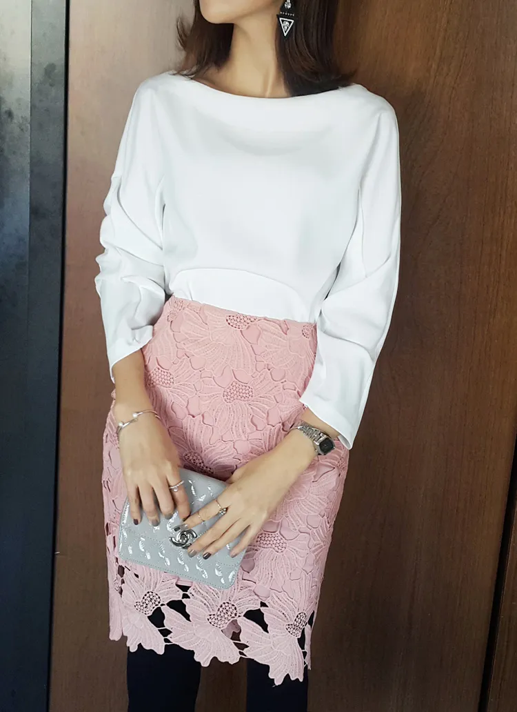 クロシェットレースパターンタイトミニスカート・全3色 | DHOLIC | 詳細画像1