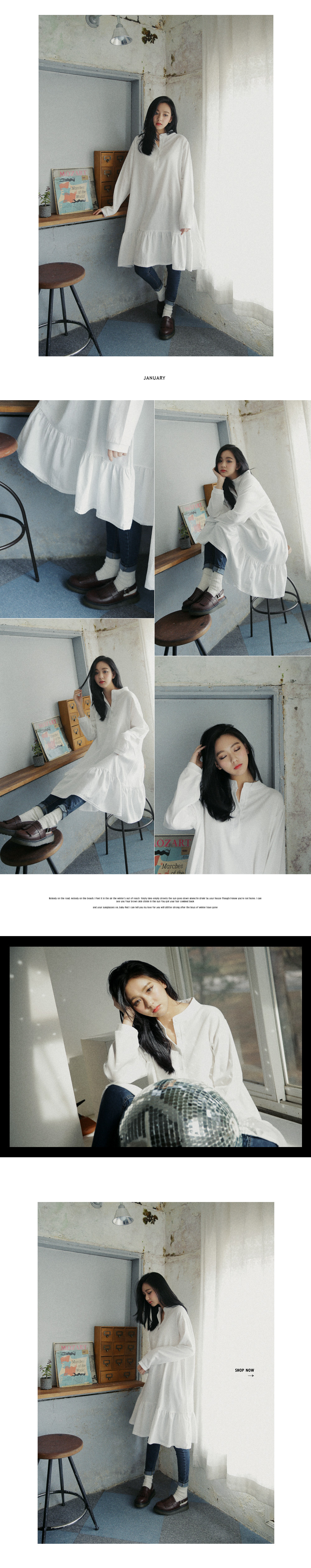 ヘンリーネックフレアヘムワンピース・全2色 | DHOLIC | 詳細画像3