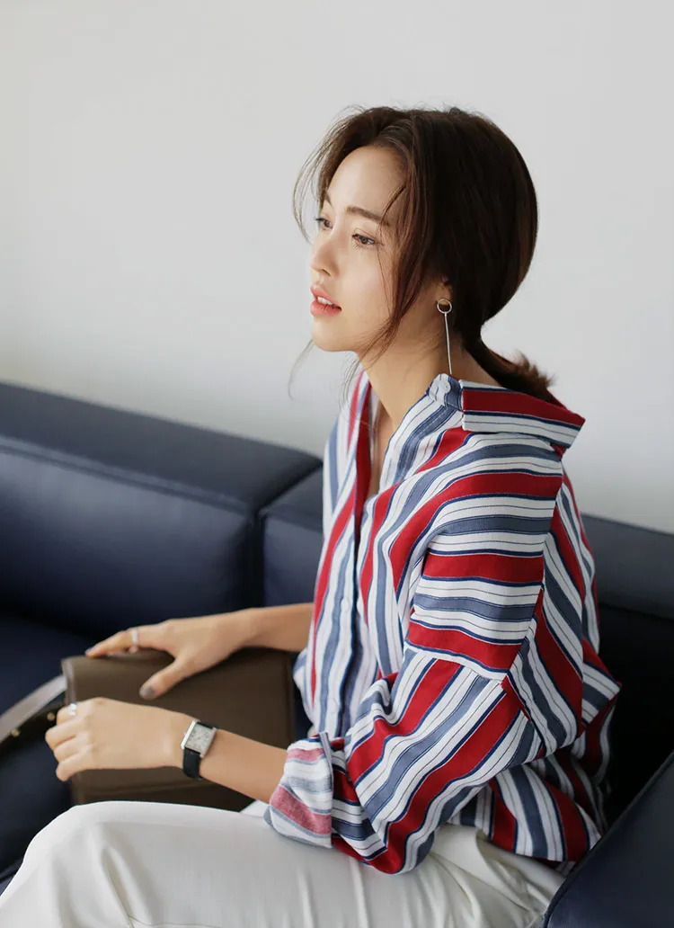 マルチストライプオーバーサイズシャツ・全2色 | DHOLIC | 詳細画像1