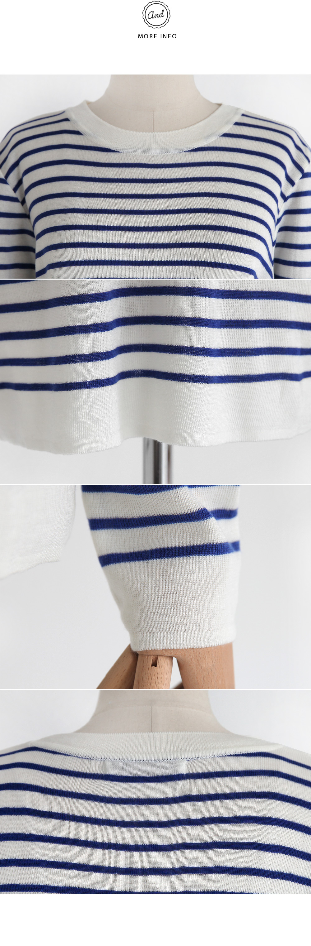 ボーダーパターンラウンドネックニットプルオーバー・全2色 | DHOLIC | 詳細画像7