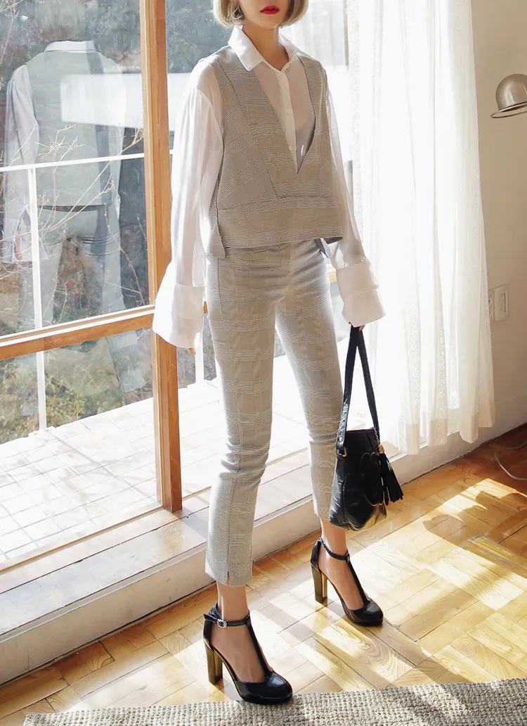 グレンチェックパターンスリムスラックス・全3色 | DHOLIC | 詳細画像1