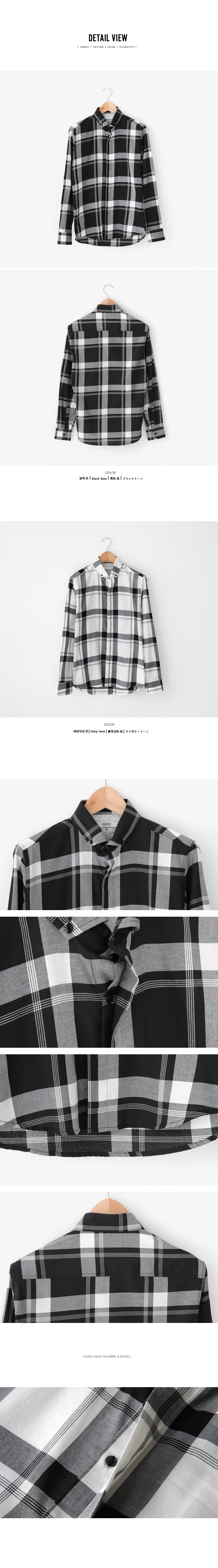 トーンオントーンチェックパターンボタンダウンシャツ・全2色 | 詳細画像7